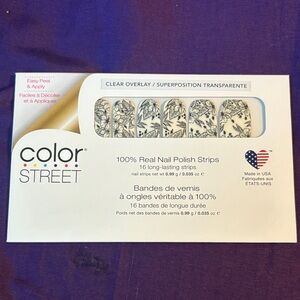Color Street Clear Overlay Nail Strips with Black Floral Design